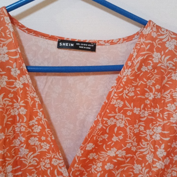 SHEIN Women's Short Sleeve Floral Print Ruffled Hem Dress New - Picture 6 of 12